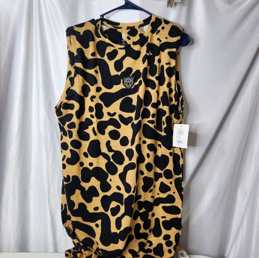 LITA By Ciara Women's Brown/Black Sleeveless Cotton Animal Print Size S Dress